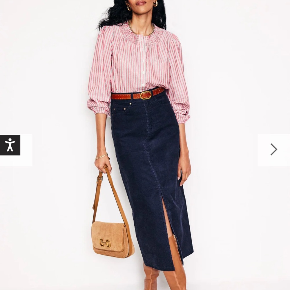 NWT Boden 5 Pocket Cord Maxi Skirt - Navy Size 10